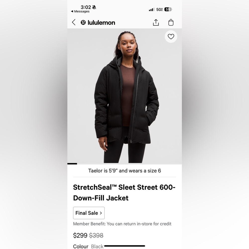 SOLD Lululemon winter coat size 6 SOLD